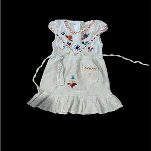 Embroidered White Kids Dress